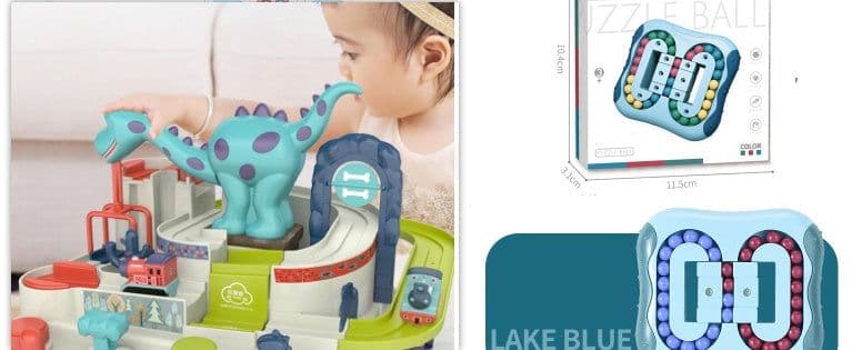 image-Tosiqi Dinosaur Adventure Toy Car Train Pass Track Slide Manual Educational Toys