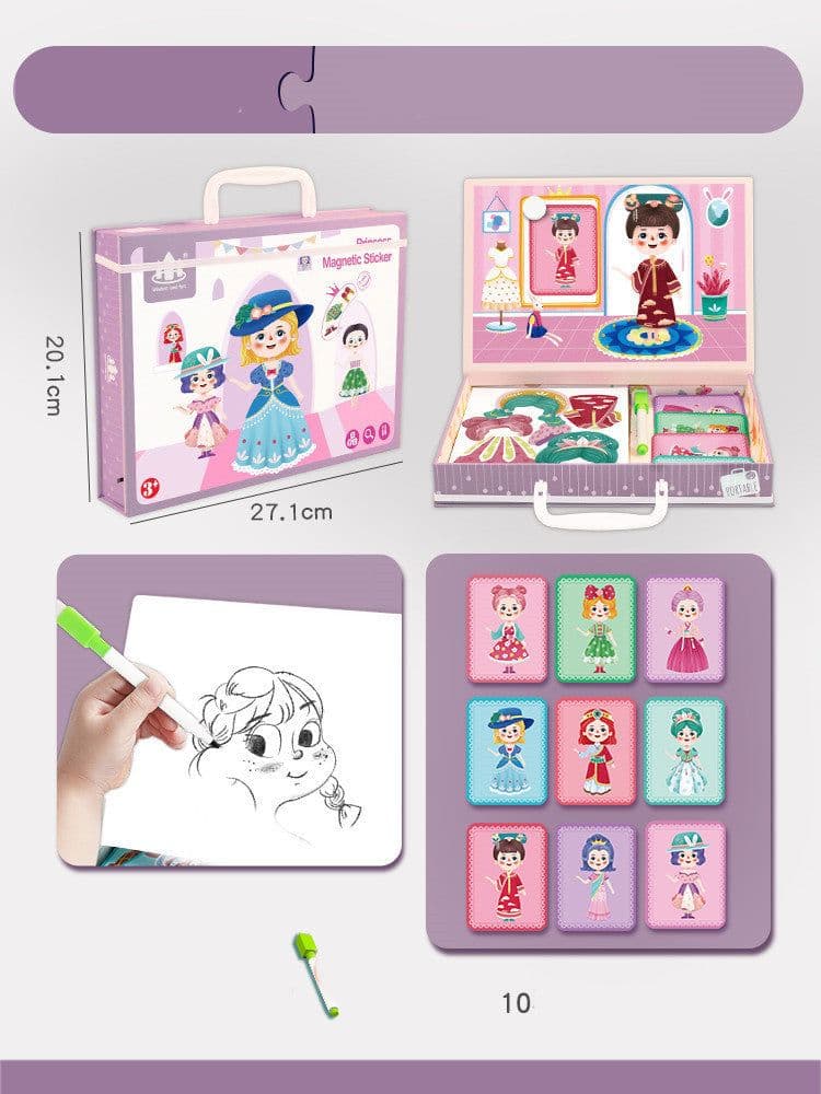 image-Magnetic puzzle children''s educational toys magnetic stickers 2-3 years old 6-year-old girls boys kindergarten early education wooden board