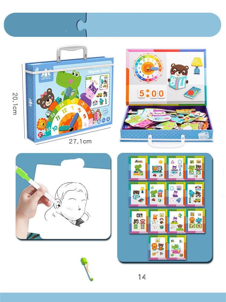image-Magnetic puzzle children''s educational toys magnetic stickers 2-3 years old 6-year-old girls boys kindergarten early education wooden board