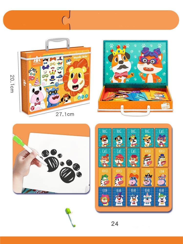 image-Magnetic puzzle children''s educational toys magnetic stickers 2-3 years old 6-year-old girls boys kindergarten early education wooden board