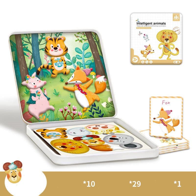 image-Magnetic puzzle children''s educational toys magnetic stickers 2-3 years old 6-year-old girls boys kindergarten early education wooden board