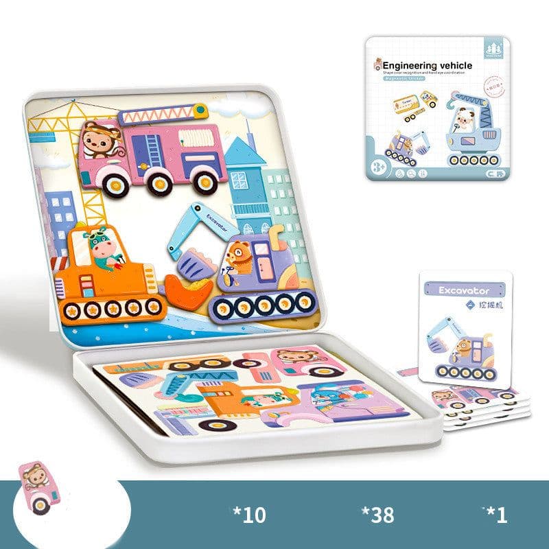 image-Magnetic puzzle children''s educational toys magnetic stickers 2-3 years old 6-year-old girls boys kindergarten early education wooden board