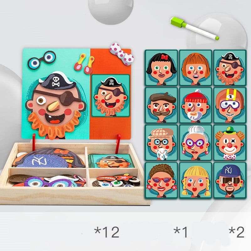 image-Magnetic puzzle children''s educational toys magnetic stickers 2-3 years old 6-year-old girls boys kindergarten early education wooden board