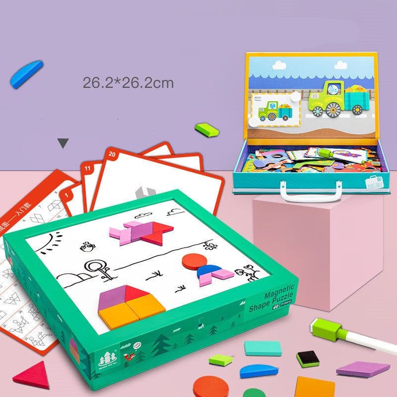 image-Magnetic puzzle children''s educational toys magnetic stickers 2-3 years old 6-year-old girls boys kindergarten early education wooden board