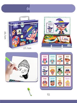 image-Magnetic puzzle children''s educational toys magnetic stickers 2-3 years old 6-year-old girls boys kindergarten early education wooden board