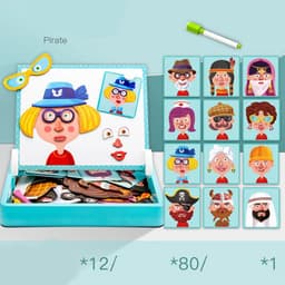 image-Magnetic puzzle children''s educational toys magnetic stickers 2-3 years old 6-year-old girls boys kindergarten early education wooden board