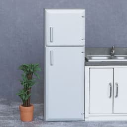 image-Mini Furniture Model Micro Scene Kitchen Wooden Distressed Refrigerator Double Door