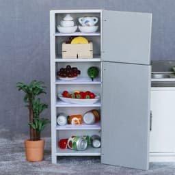 image-Mini Furniture Model Micro Scene Kitchen Wooden Distressed Refrigerator Double Door