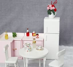 image-Mini Furniture Model Micro Scene Kitchen Wooden Distressed Refrigerator Double Door