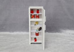 image-Mini Furniture Model Micro Scene Kitchen Wooden Distressed Refrigerator Double Door