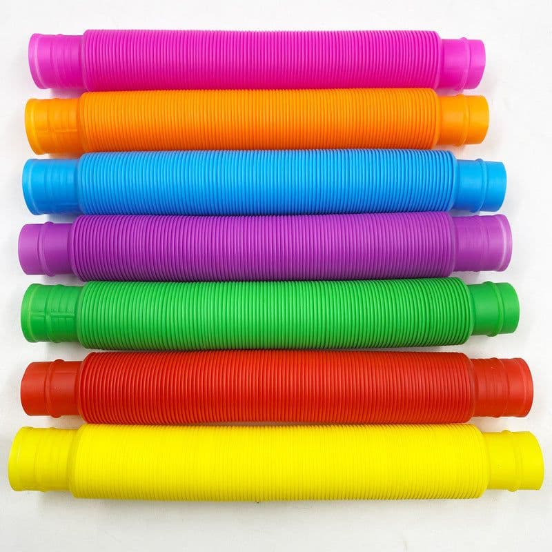 image-Colorful Plastic Tube Coil Children's Creative Magical Toy Circle Funny Toys Early Development Educational Folding Toy
