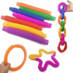 image-Colorful Plastic Tube Coil Children's Creative Magical Toy Circle Funny Toys Early Development Educational Folding Toy