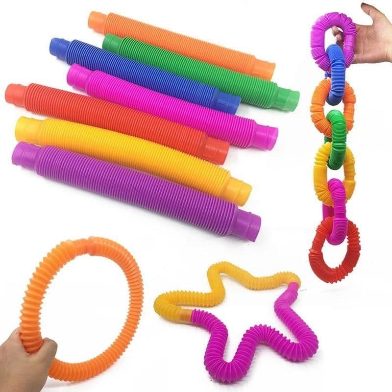 image-Colorful Plastic Tube Coil Children's Creative Magical Toy Circle Funny Toys Early Development Educational Folding Toy