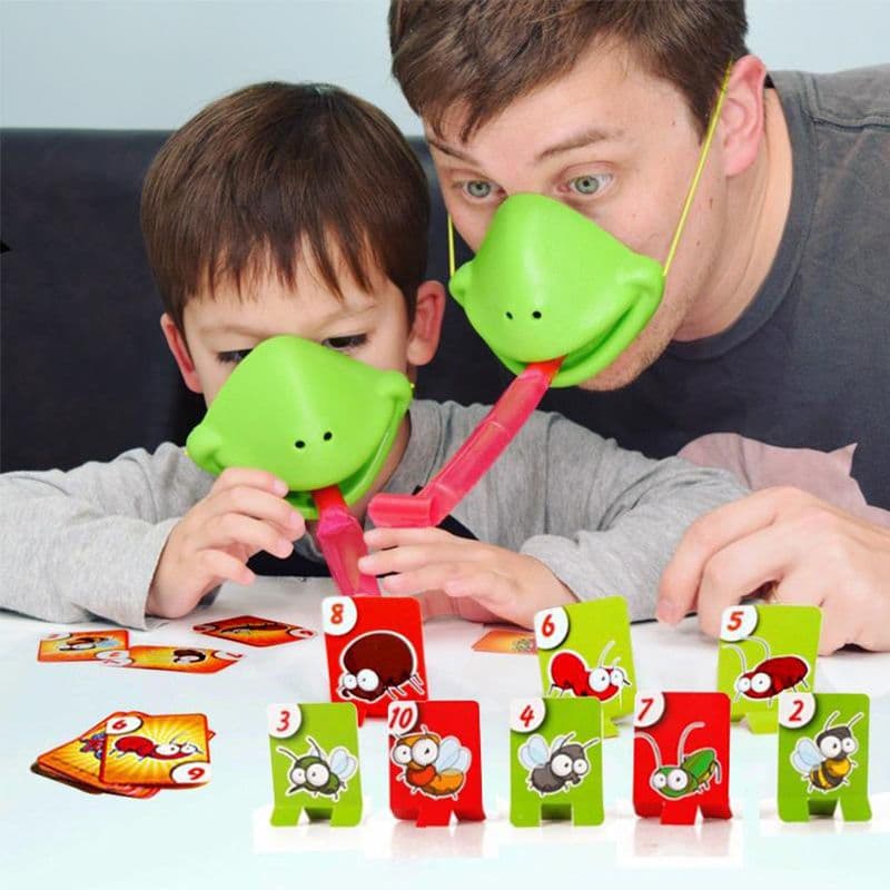 image-Creative Lizard Mask Tongue Licking Parent Child Puzzle Toy Frog Tongue Licking Card Game