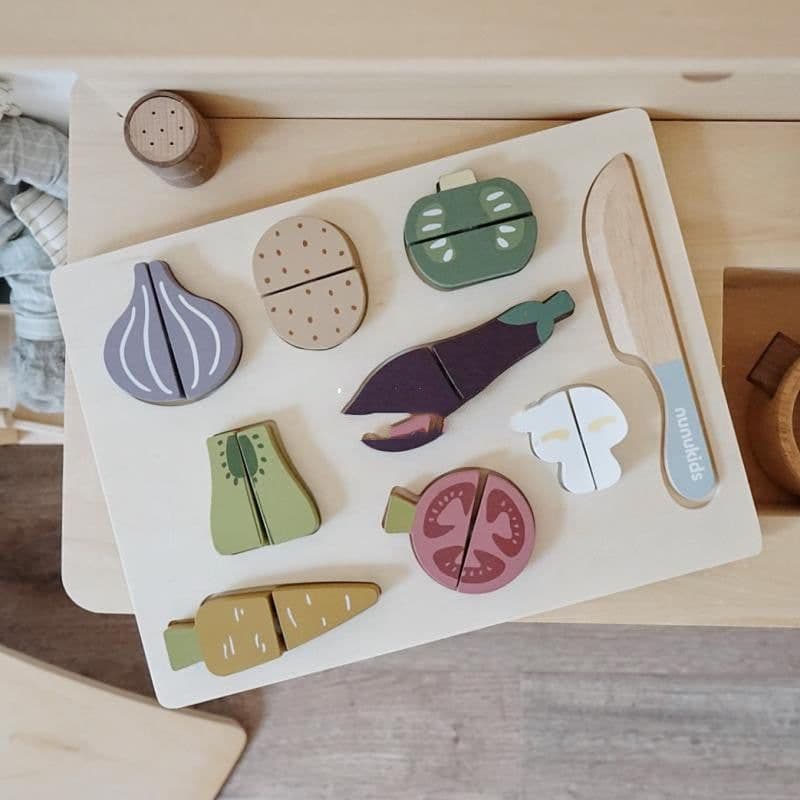 image-Nunukids Toys Vegetables Cut Music Puzzle Puzzle Wooden Toys Cut Look
