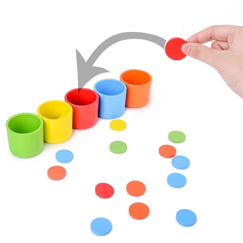 image-Baby Toddler Preschool Kids Learning Educational Wooden Toys Learning For Children Games Color Sorting Cup