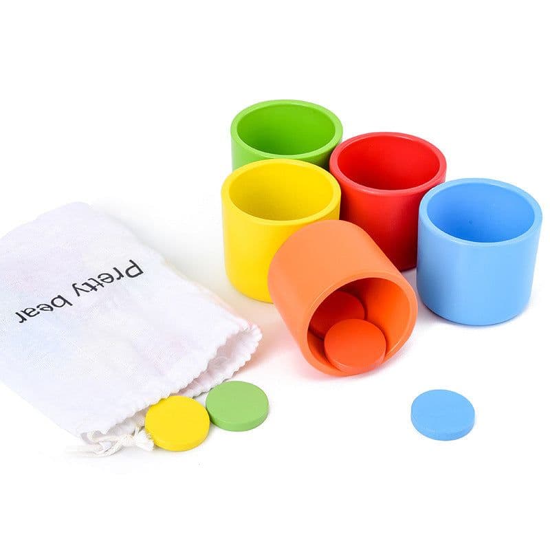 image-Baby Toddler Preschool Kids Learning Educational Wooden Toys Learning For Children Games Color Sorting Cup