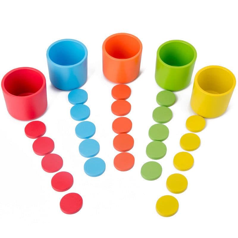 image-Baby Toddler Preschool Kids Learning Educational Wooden Toys Learning For Children Games Color Sorting Cup