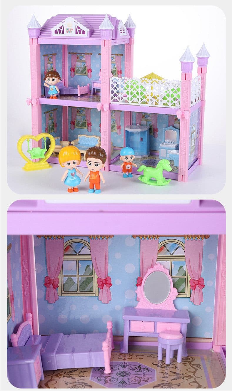 image-Children's Villa House Building Blocks Assembled House Children's Toys Play House Gorgeous Villa Princess House