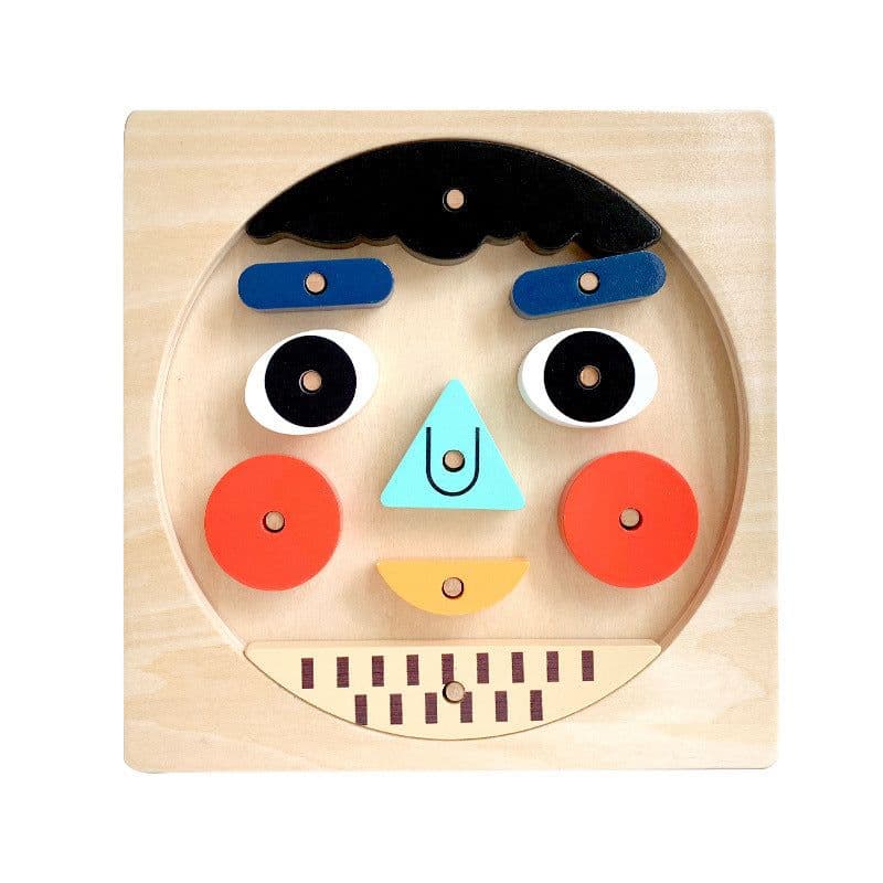 image-Face Changing Expression Game Children Face Changing Expression Games Kindergarten Game Wooden Building Blocks Toy