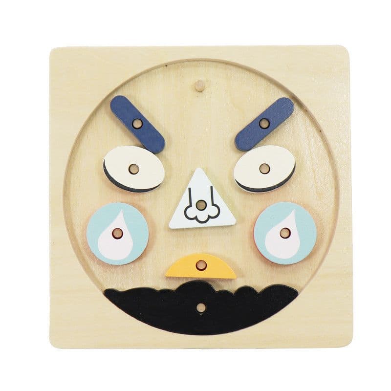 image-Face Changing Expression Game Children Face Changing Expression Games Kindergarten Game Wooden Building Blocks Toy