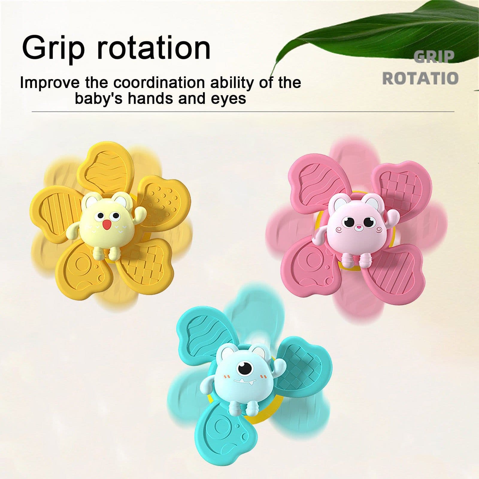 image-Baby Bath Spinning Top Toy Safe Interesting Baby Bath Toys Animal Hand Spinner Toys With Suction Cups Spin Toy