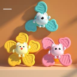 image-Baby Bath Spinning Top Toy Safe Interesting Baby Bath Toys Animal Hand Spinner Toys With Suction Cups Spin Toy