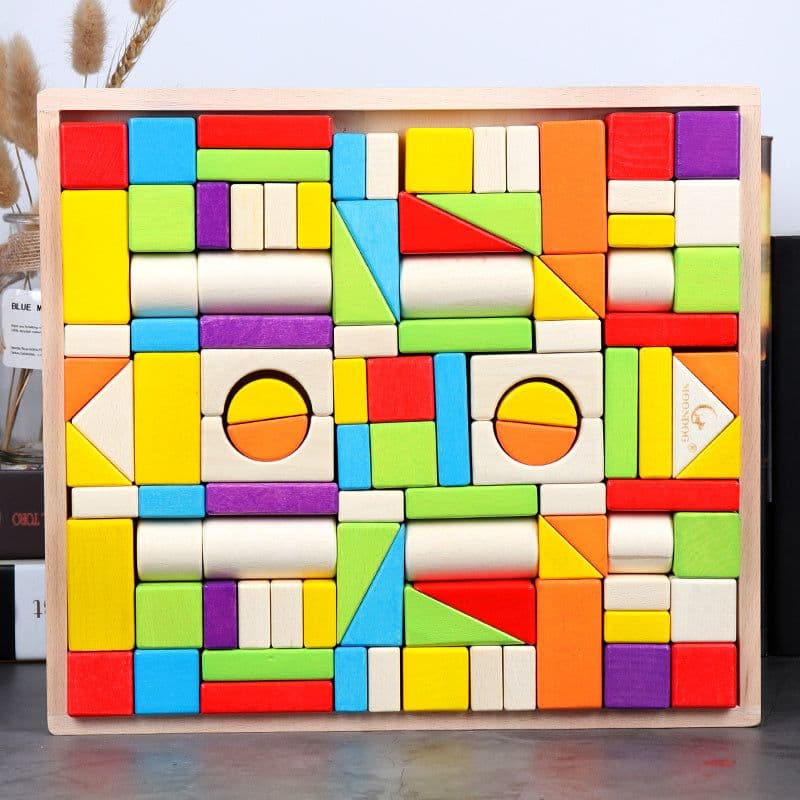 image-Wooden Bucket Toy Building Blocks