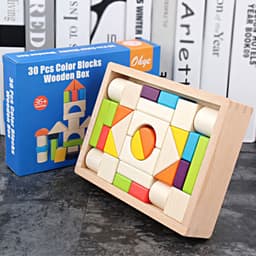 image-Wooden Bucket Toy Building Blocks