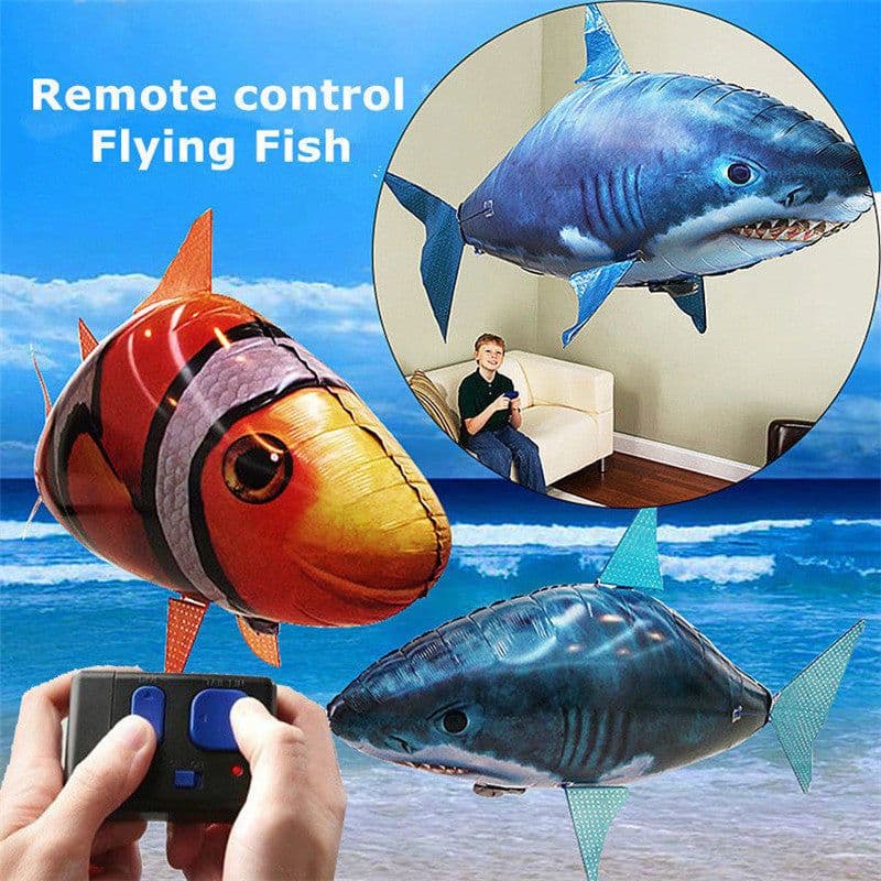 image-Remote Control Shark Toys Air Swimming Fish Infrared RC Air Balloons Inflatable RC Flying Air Plane Kids Toys