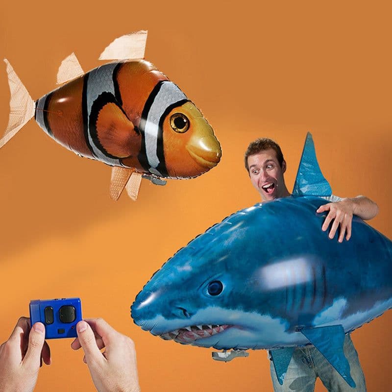 image-Remote Control Shark Toys Air Swimming Fish Infrared RC Air Balloons Inflatable RC Flying Air Plane Kids Toys