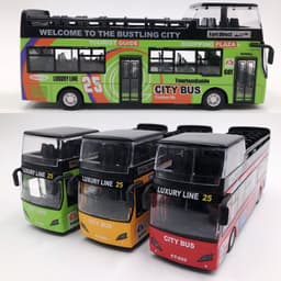 image-Urban Double-decker Top Bus Bus Toy Sound And Light Pull Back Children's Car