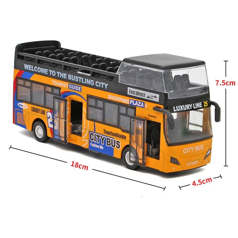 image-Urban Double-decker Top Bus Bus Toy Sound And Light Pull Back Children's Car