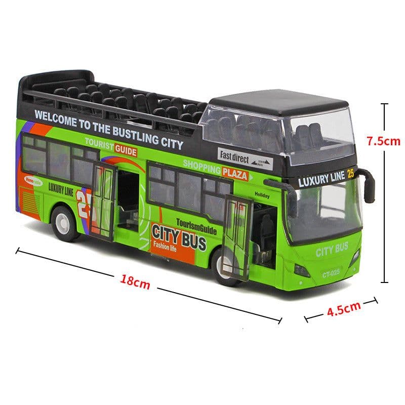 image-Urban Double-decker Top Bus Bus Toy Sound And Light Pull Back Children's Car