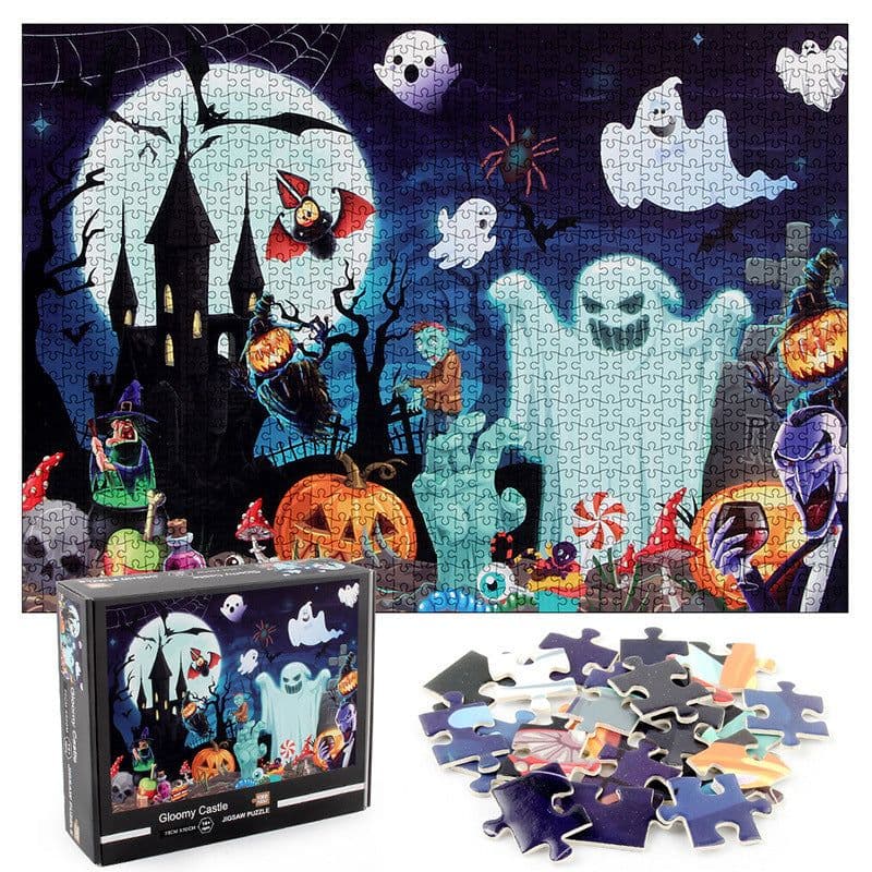image-Adult Jigsaw Puzzle 1000 Pieces Halloween Shadowy Castle