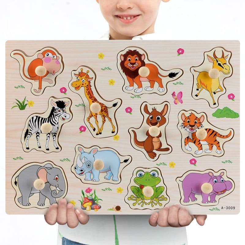 image-Early Childhood Education Puzzle Animal Alphabet Cognition Wooden Toys