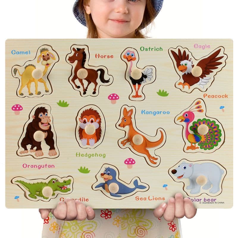 image-Early Childhood Education Puzzle Animal Alphabet Cognition Wooden Toys