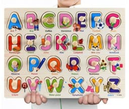 image-Early Childhood Education Puzzle Animal Alphabet Cognition Wooden Toys