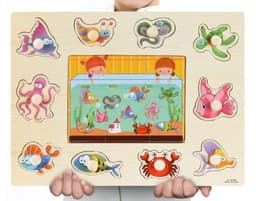 image-Early Childhood Education Puzzle Animal Alphabet Cognition Wooden Toys