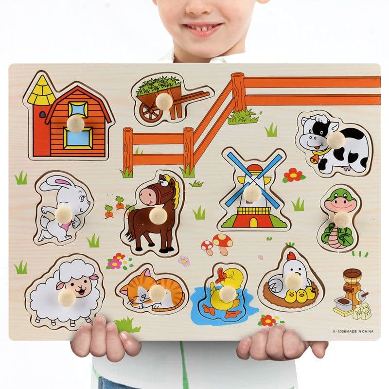 image-Early Childhood Education Puzzle Animal Alphabet Cognition Wooden Toys