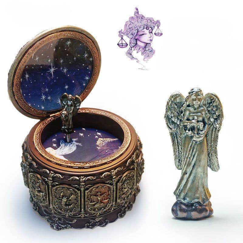 image-Twelve Constellation Resin Music Box Music Box Crafts Creative Birthday Gift