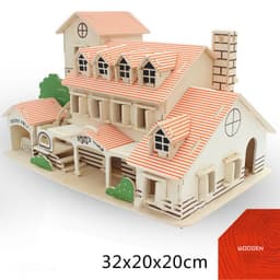 image-Small Wooden House 3d Fight Children's Building Block Toy Intelligence Development