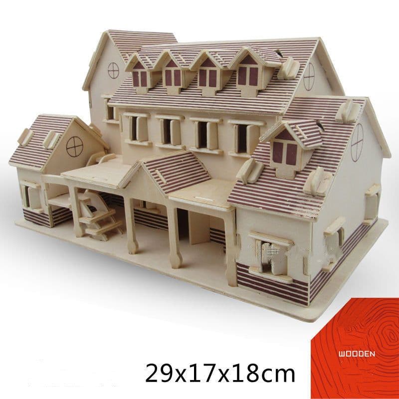 image-Small Wooden House 3d Fight Children's Building Block Toy Intelligence Development