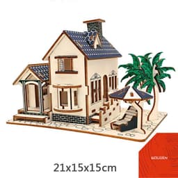 image-Small Wooden House 3d Fight Children's Building Block Toy Intelligence Development