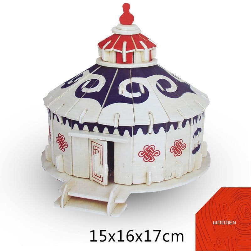 image-Small Wooden House 3d Fight Children's Building Block Toy Intelligence Development