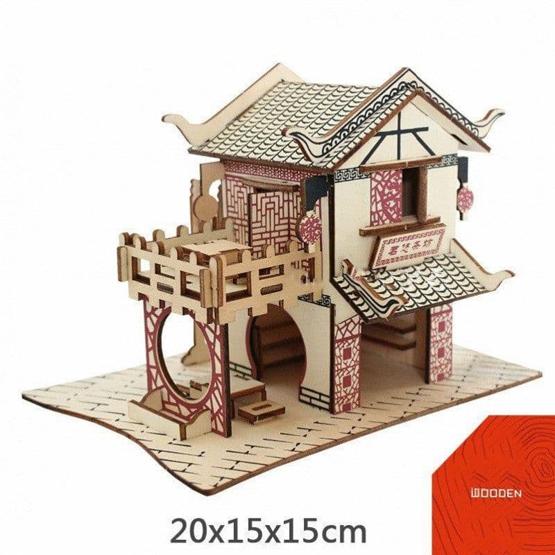 image-Small Wooden House 3d Fight Children's Building Block Toy Intelligence Development
