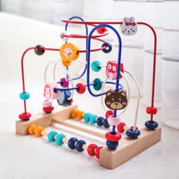 image-Wooden Cartoon Animal Fruit Round Beads Boy