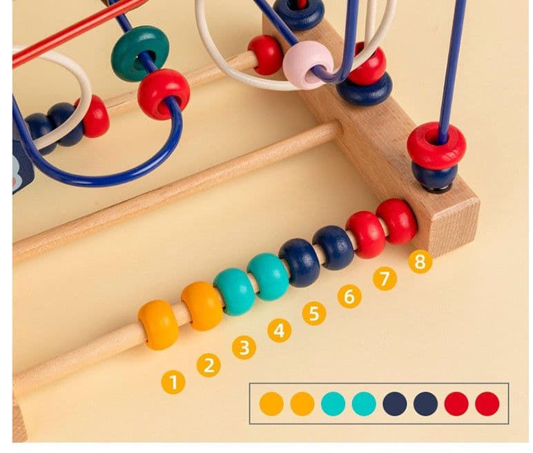 image-Wooden Cartoon Animal Fruit Round Beads Boy