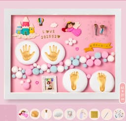 image-Baby Hand And Foot Print Mud Lanugo Souvenir Photo Frame