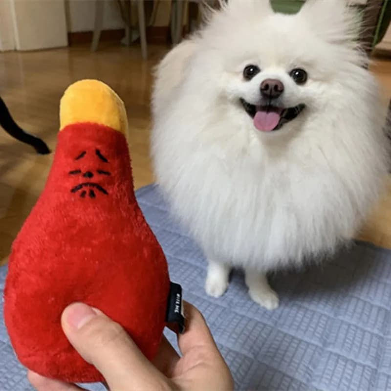 image-A Small Bottle Of Mayonnaise And Ketchup To Accompany The Sleeping Dog With A Sound Toy
